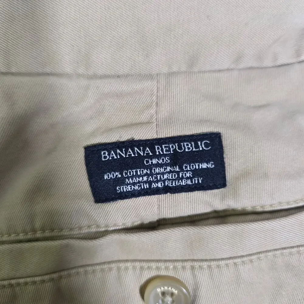 Banana Republic Emerson Chino Khaki Pants 100% Cotton Mens 33x32